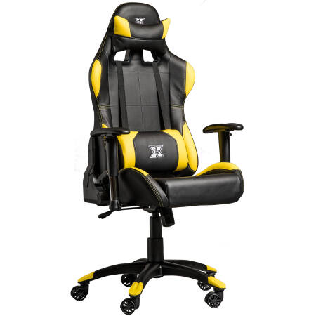 Scaun gaming X by Serioux, Torin, ajustabil, piele sintetica, piston pe gaz, Negru si Galben