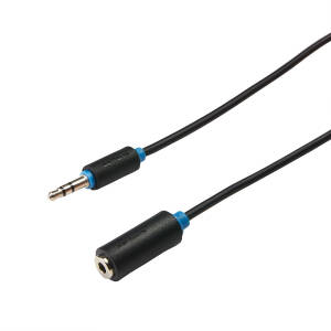 Cablu prelungitor audio Serioux, jack Stereo 3.5mm tata - jack Stereo 3.5mm mama, 3m, negru