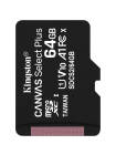 Card de memorie MicroSD Kingston Canvas Select Plus, 64GB, 100MB/s, cu adaptor