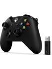 Controler wireless Microsoft Xbox cu adaptor pentru PC, Negru