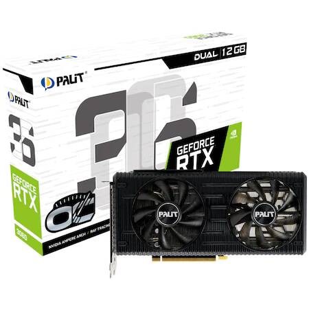 Placa video Palit GeForce RTX 3060 Dual OC, 12GB GDDR6, 192-bit