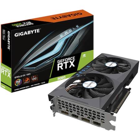 Placa video Gigabyte GeForce RTX 3060 EAGLE OC, 12GB GDDR6, 192-bit
