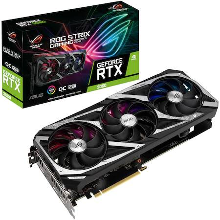 Placa video ASUS ROG Strix GeForce RTX 3060 V2 OC LHR, 12GB GDDR6, 192-bit