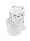 Mixer cu bol Heinner Charm, 300W, 5 viteze + turbo, Alb/Mov