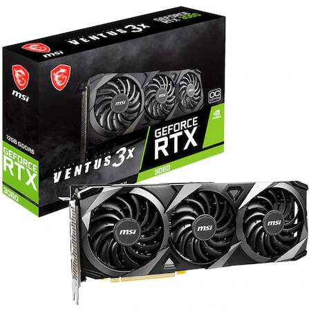 Placa video MSI GeForce RTX 3060 VENTUS 3X OC, 12GB GDDR6, 192-bit