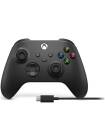 Controller Wireless Microsoft Xbox, Black + cablu USB Type C, 1V8-00015