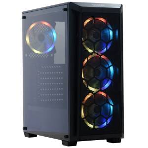 CARCASA SPACER - gaming, Middle Tower, ATX, "SPIDER", fara sursa, sticla securizata, 4 x fan, USB 2.0 x 1, USB