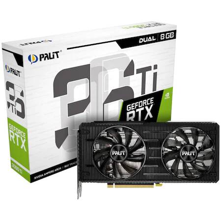 Placa video Palit GeForce® RTX™ 3060 Ti Dual V1 LHR, 8GB GDDR6, 256-bit