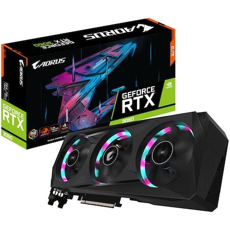 Placa video Gigabyte AORUS GeForce RTX 3060 ELITE 2.0 LHR, 12GB GDDR6, 192-bit