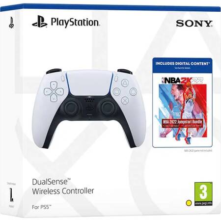 Controler Wireless PlayStation 5 DualSense + NBA 2K22 Jumpstart Bundle, Alb