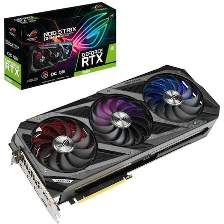 Placa video ASUS ROG Strix GeForce RTX 3080 OC V2, 10GB GDDR6X, 320-bit, LHR