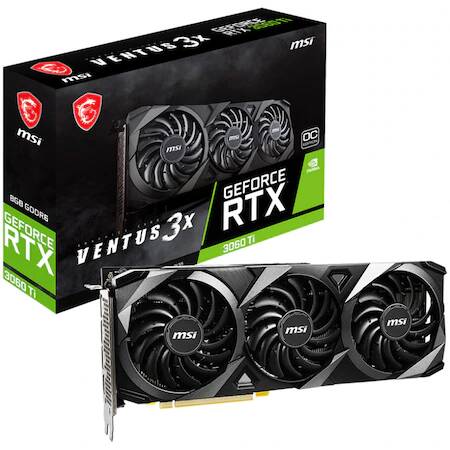 Placa video MSI GeForce RTX 3060 Ti VENTUS 3X OC LHR, 8GB GDDR6, 256-bit