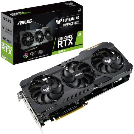 Placa video ASUS TUF Gaming GeForce RTX 3060 Ti OC V2 LHR, 8GB GDDR6, 256-bit