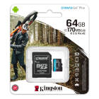 Card de memorie MicroSD Kingston Canvas GO Plus, 64GB, Clasa 10, UHS-I, Adaptor inclus