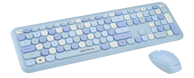 Kit wireless tastatura + mouse Serioux Colourful, albastru