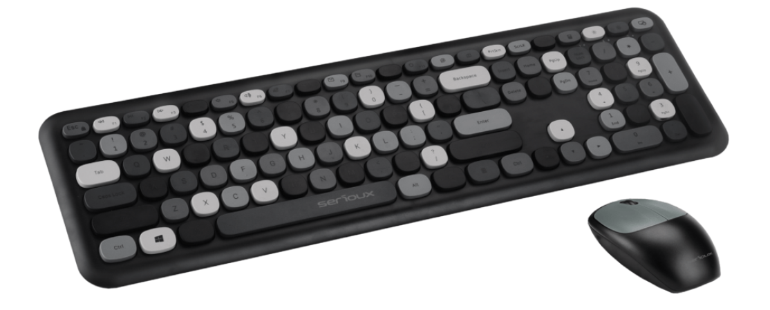 Kit wireless tastatura + mouse Serioux Colourful, negru