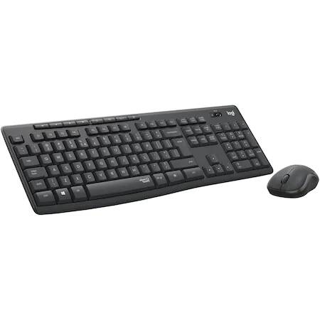 Kit wireless tastatura si mouse Logitech MK295 Silent, layout US INTL, Negru