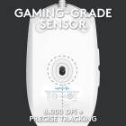 Mouse gaming Logitech G102 Lightsync, 8000 dpi, RGB, Alb