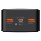 PowerBank Baseus Bipow PPDML-N01, 30000mAh, 2 x USB, 1 x USB-C, 1 x Micro USB, Negru, 20W, Cu afisaj digital