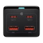 Încărcător Baseus GaN3 Pro wall charger / powerstrip 2xUSB + 2xUSB-C + AC, 100W (NEGRU)