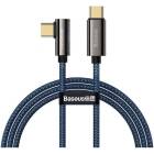 Cablu de date Baseus Legend Series Elbow, Type-C la Type-C, Fast Charging Blue 100W, 5A, 1m