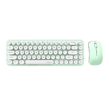 Set tastatura si mouse wireless BEAN, MOFII, 2.4 G, Verde, Alb