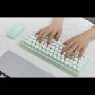 Set tastatura si mouse wireless BEAN, MOFII, 2.4 G, Verde, Alb