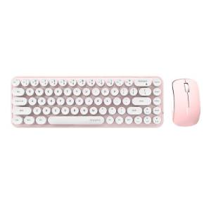 Set tastatura si mouse wireless BEAN, MOFII, 2.4 G, Alb, Roz