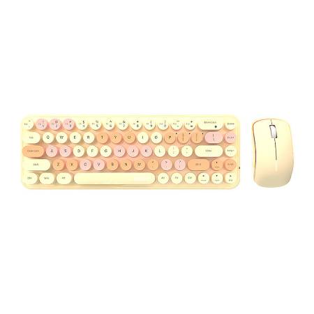 Set tastatura si mouse wireless BEAN, MOFII, 2.4 G, Milk Tea