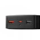 Acumulator extern Baseus Bipow, 20000mAh, 25W, 2xUSB, 1xUSB-C, QC, AFC, FCP, Indicator baterie, Negru