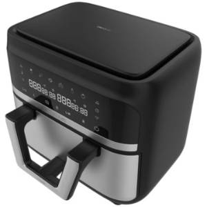 Friteuza cu aer cald Cecotec Cecofry Dual 9000 04996, 2850W, 9L, control tactil, 6 programe, negru/argintiu