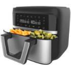 Friteuza cu aer cald Cecotec Cecofry Dual 9000 04996, 2850W, 9L, control tactil, 6 programe, negru/argintiu