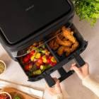 Friteuza cu aer cald Cecotec Cecofry Dual 9000 04996, 2850W, 9L, control tactil, 6 programe, negru/argintiu