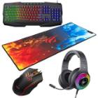 Kit gaming Havit RGB cu Tastatura, Mouse, Casti cu microfon, Mousepad