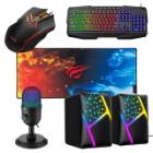 Kit Gaming Havit RGB cu Tastatura, Mouse, Boxe, Microfon, Mousepad