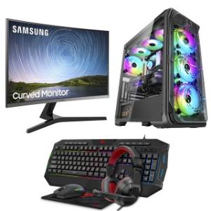 Sistem PC PROLIGHT® Intel® i5-12400, 32GB RAM, 1TB SSD, VIDEO Radeon™ RX 6600 8GB, Monitor Curbat 27", Windows 11 PRO