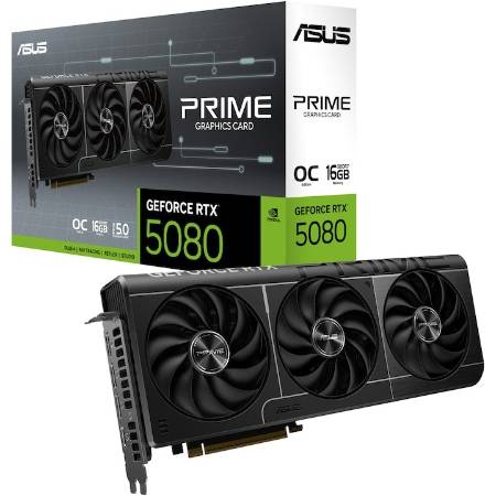 Placa video ASUS PRIME GeForce RTX 5080 OC Edition, 16GB GDDR7, 256-bit, Negru