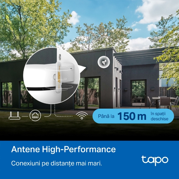 Camera de Supraveghere Smart WiFi TP-Link Tapo C530WS Outdoor, Pan/Tilt 360°, 5MP, 3K 2880x1620, Color Night Vision, AI, IP66, WiFi/LAN